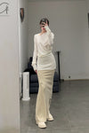 Marc le bihan long net eye skirt 2752 tilleul
